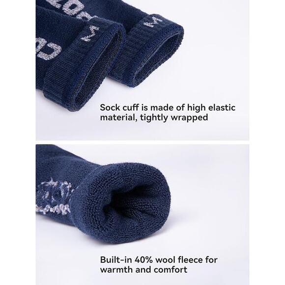 New 2 Pack of COPOZZ Wool Performance Socks for Men or Women - Navy Blue - Picture 7 of 8